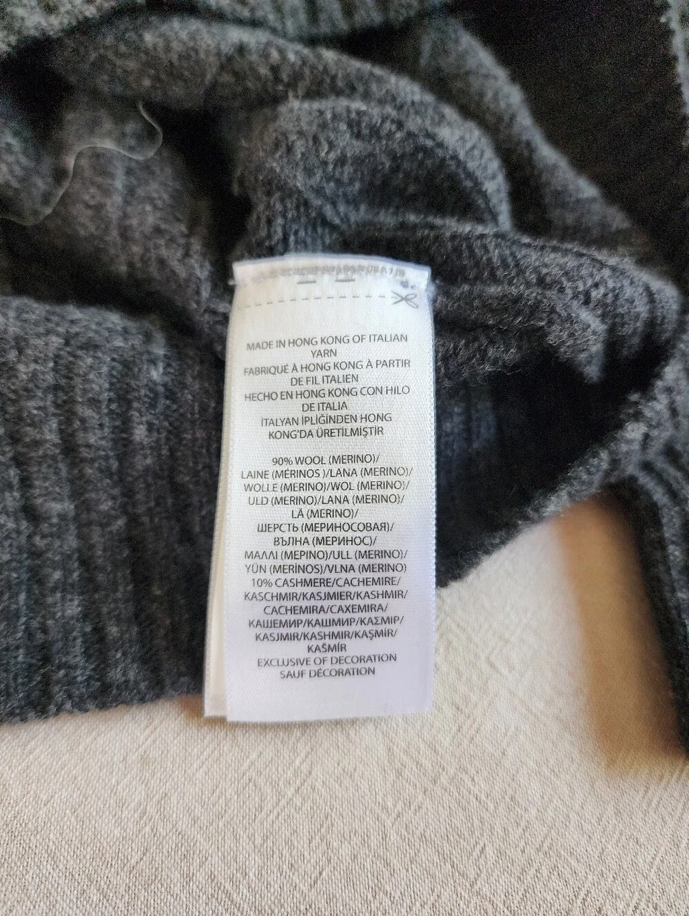 Polo by Ralph Lauren Wool Cashmere Dark Charcoal Cable-Knit Crewneck Sweater